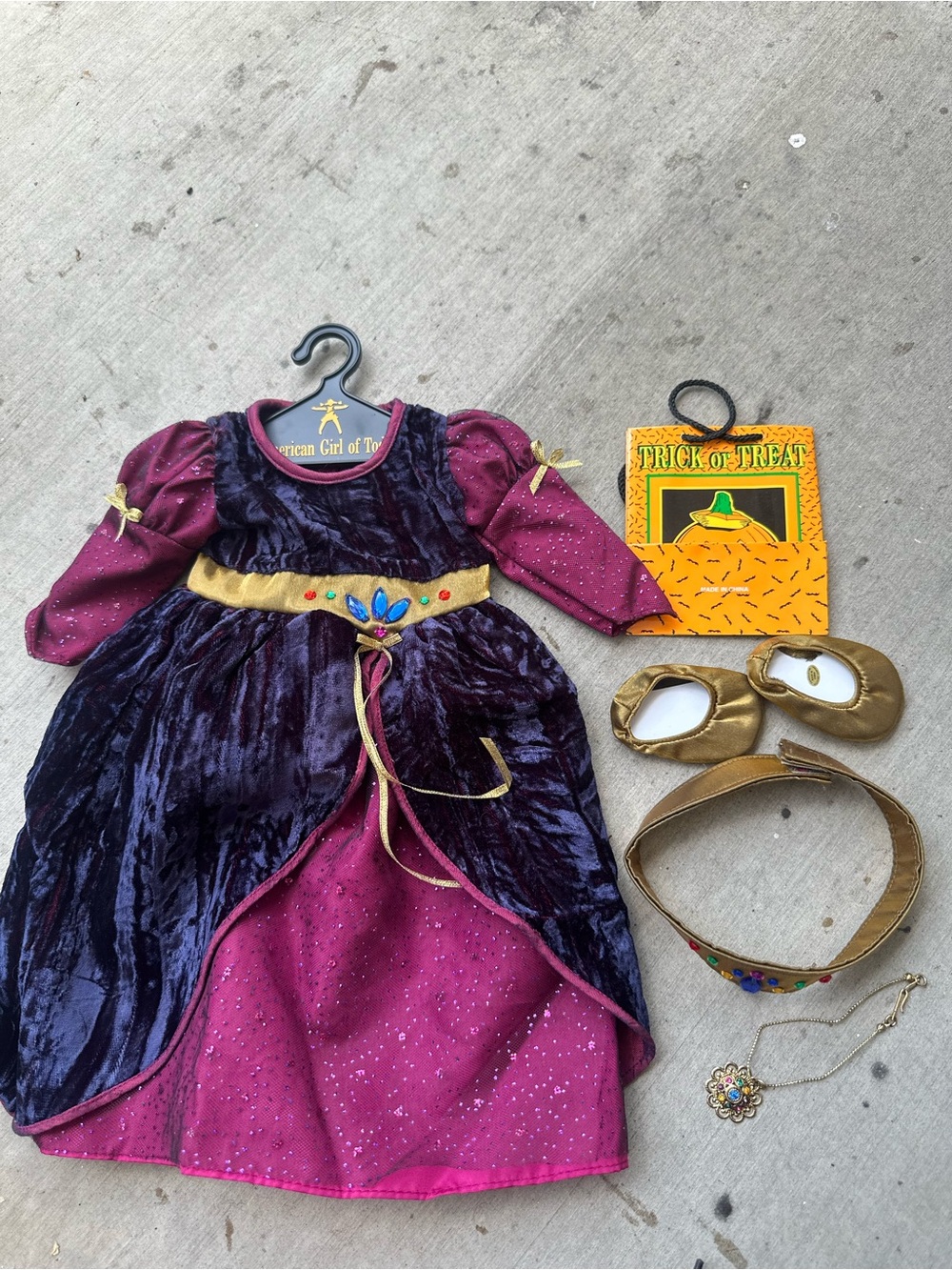 American Girl Princess Costume Dress Crown Medieval Halloween Outfit Doll RARE